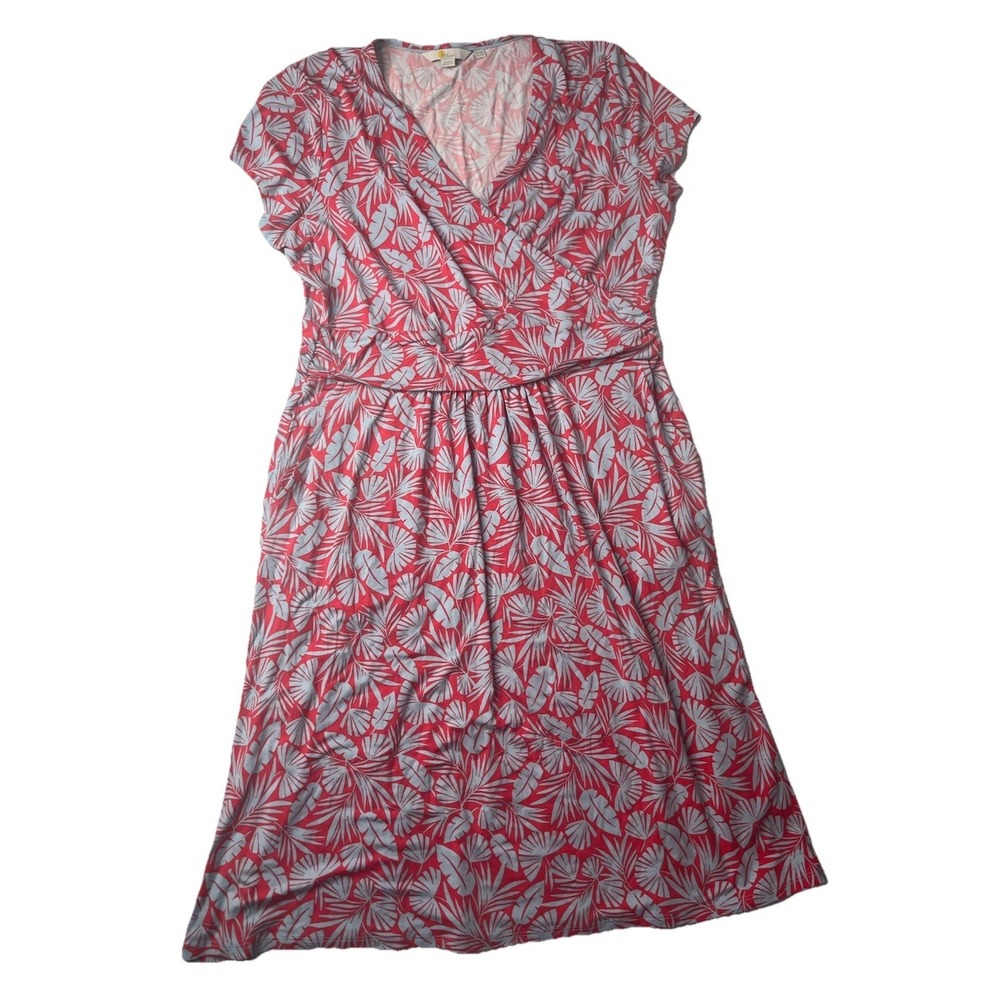 Boden Leaf Pattern Tropical Dress Womens Size 12R Short Sleeve